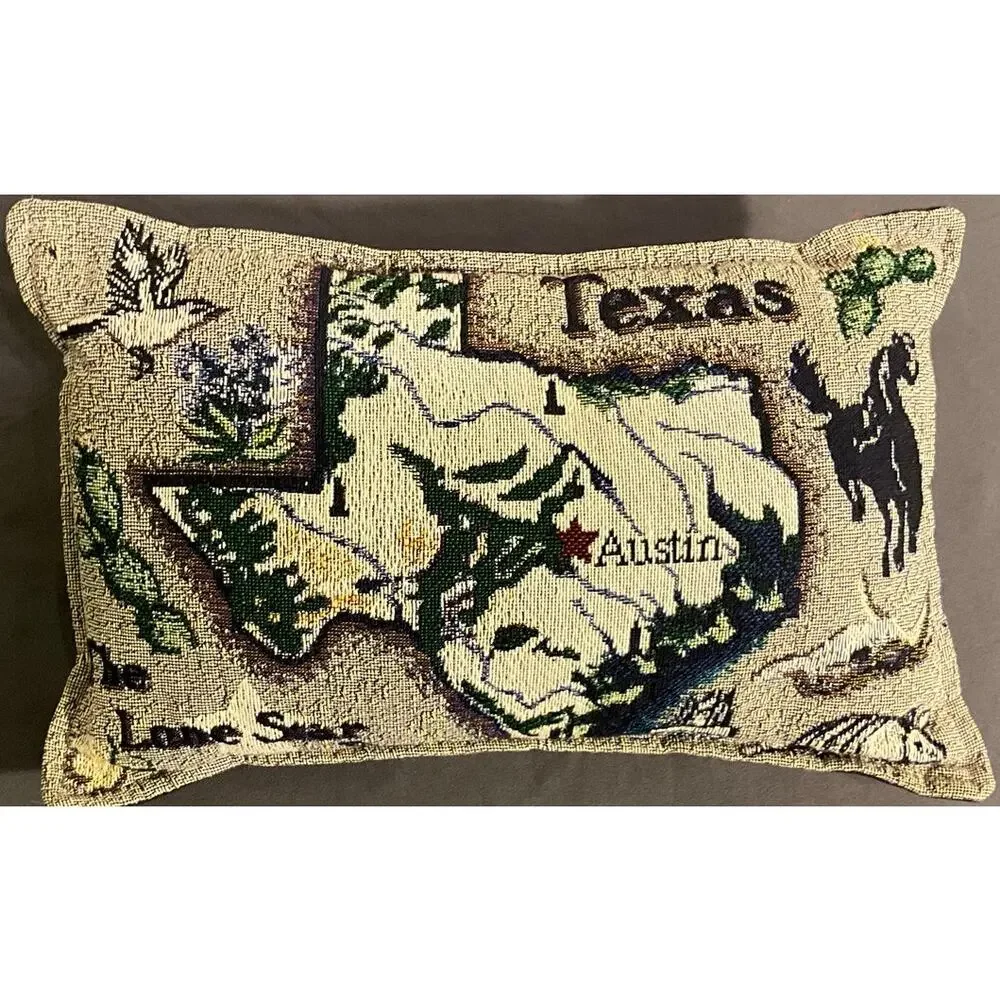 2 Bluebonnet Trail 16X16 Texas Lone Star State 12X8 Tapestry Throw/Lumbar Pillow